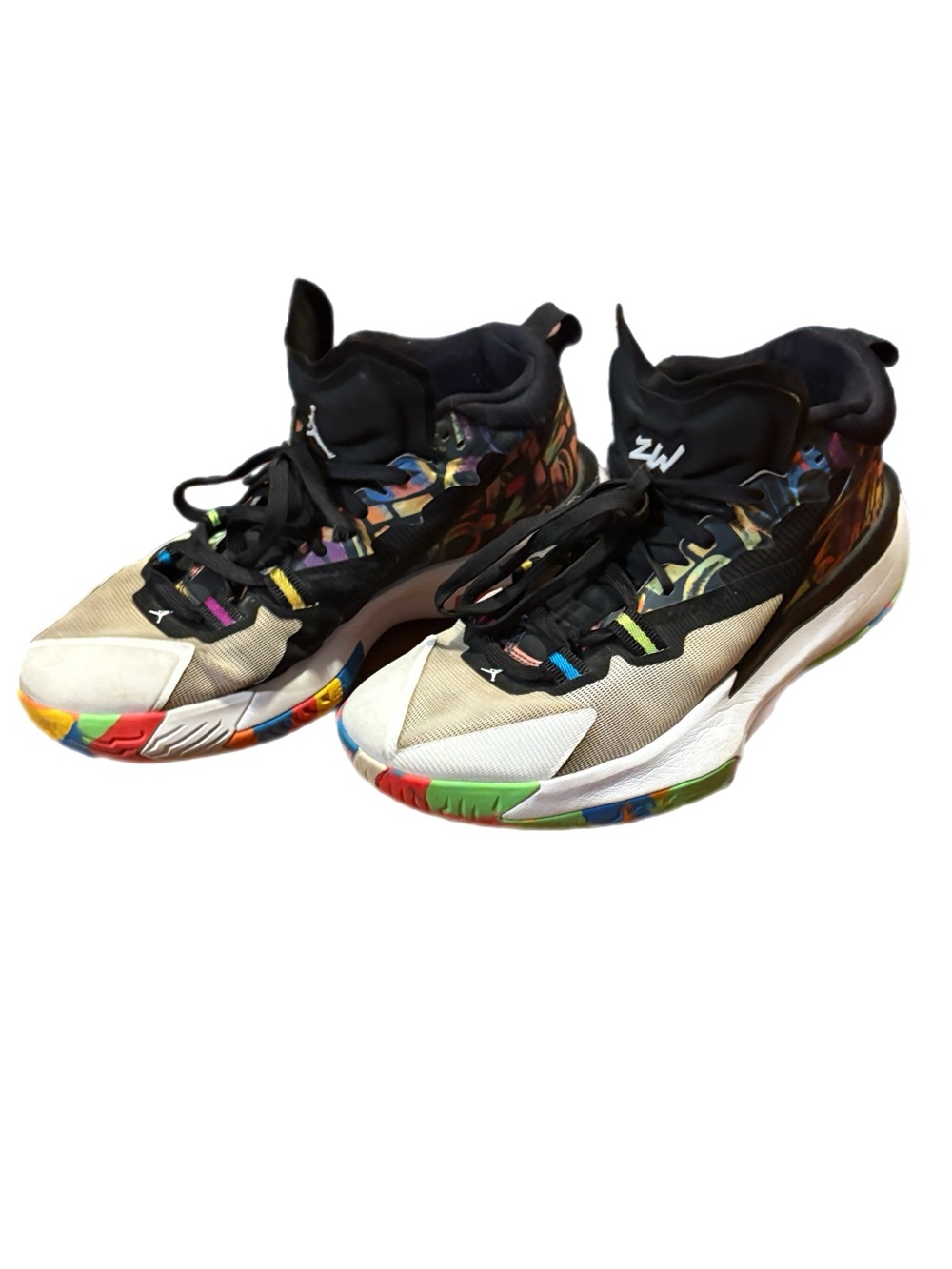 Nike Air Jordan Multicolor High-Top Basketball Sneakers with Black Upper 8.5